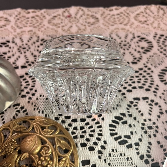 Vintage mismatched crystal taper candlestick holders brass topper & jello mold - Picture 15 of 15